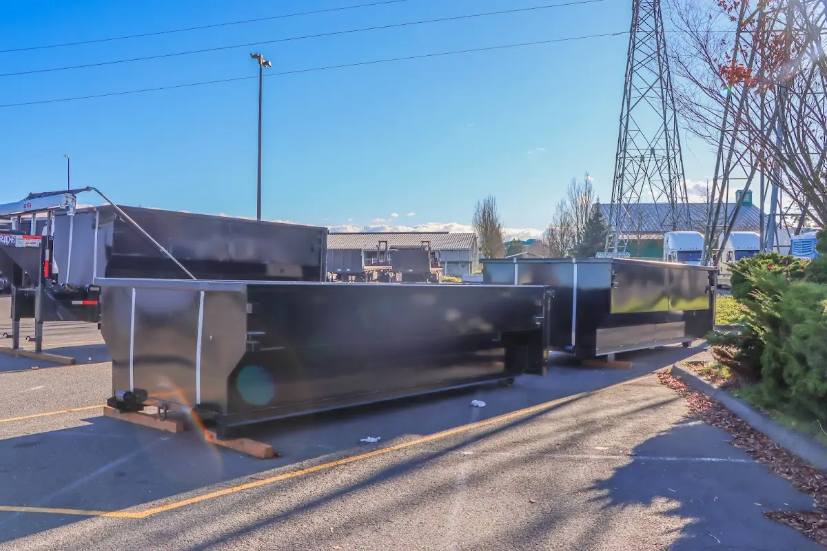 Roll-off dumpster ready for waste disposal at job site for Construction Dumpster Rental in Richland